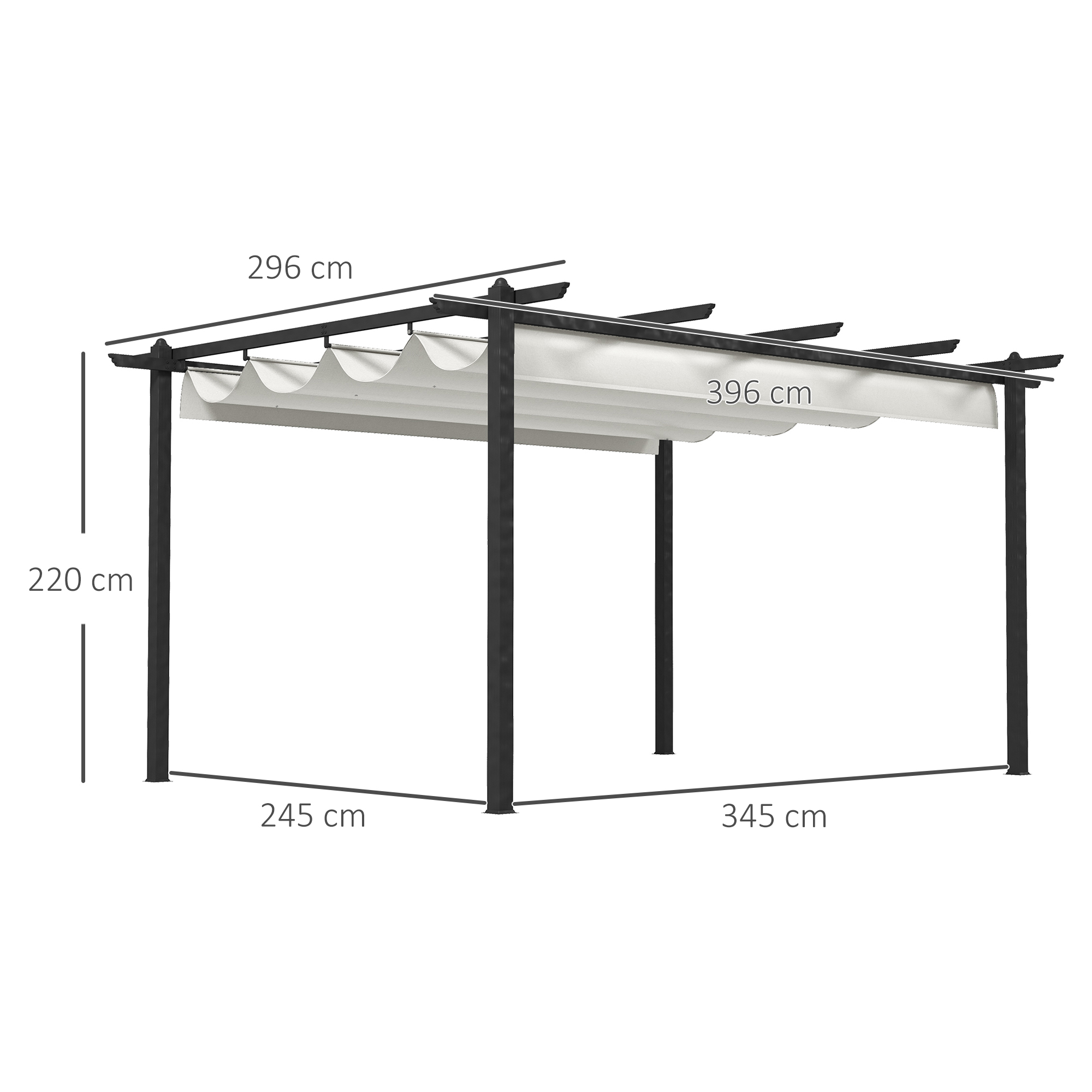Conjunto de pérgola branca Outsunny