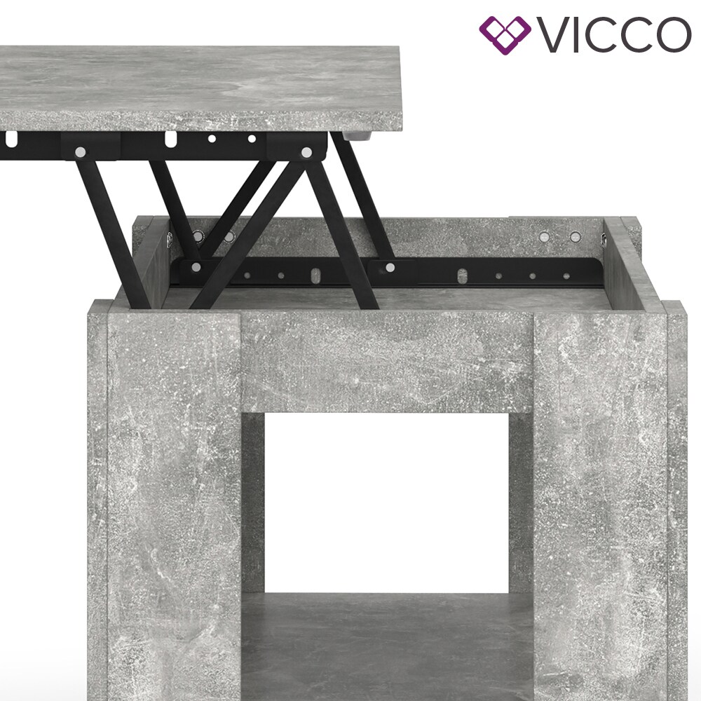 VICCO Couchtisch LORENZ beton höhenverstellbar Sofatisch Kaffetisch Wohnzimmer Tisch