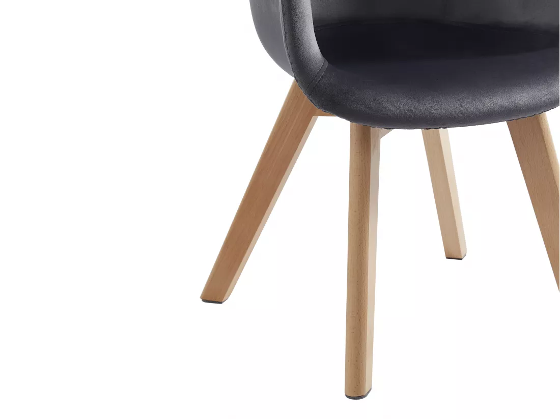 Lot de 2 chaises enfant avec accoudoirs en velours et hêtre - Anthracite - POUPINETTE