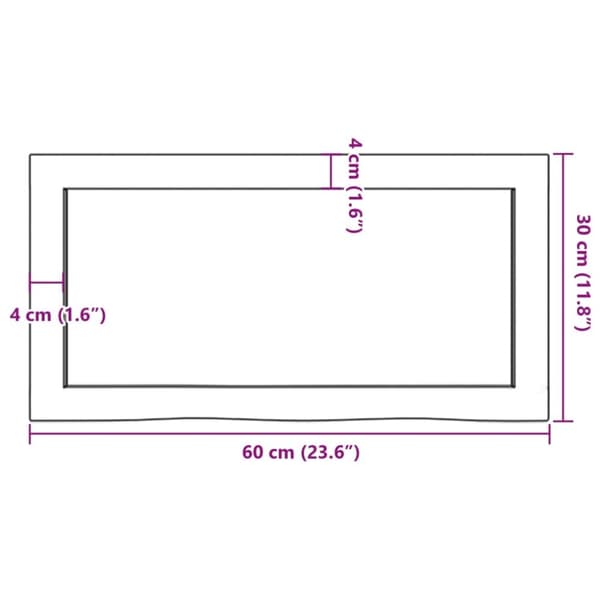 vidaXL Benkeplate til bad 60x30x(2-4) cm ubehandlet heltre