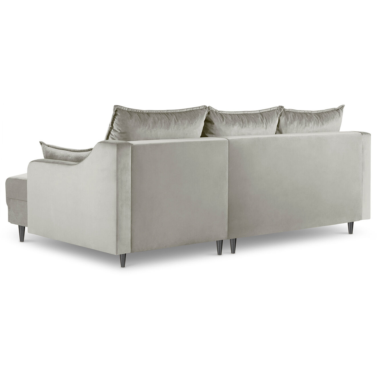 Mazzini Sofas Canapé d'angle Réversible Convertible avec Coffre en Velours Freesia beige - 220x150x90 cm