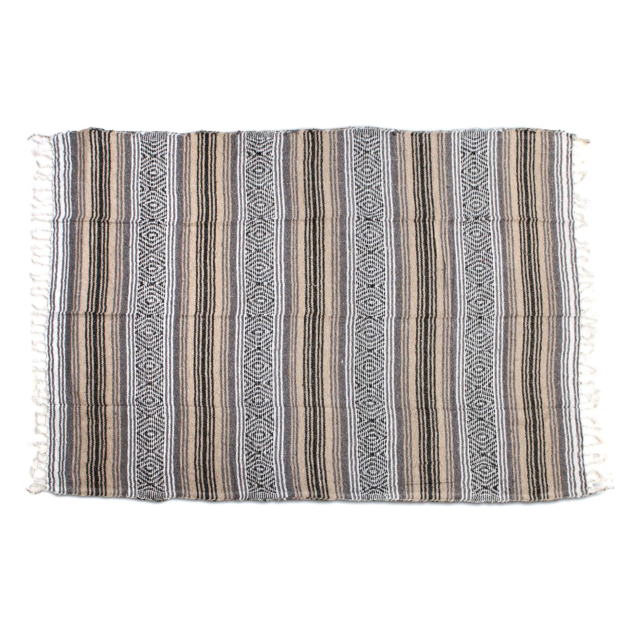 Decke gestreift grau/braun, B 175-200 cm, L 140 cm von fischer's lagerhaus