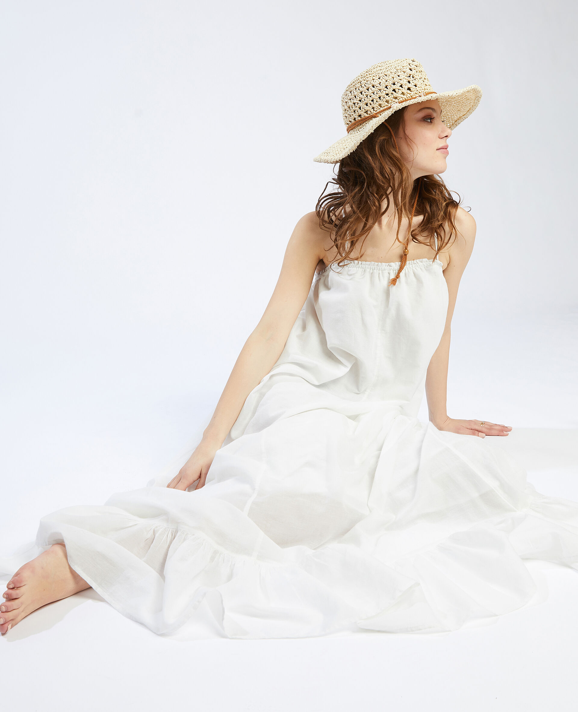 Robe longue à volants - Blanc