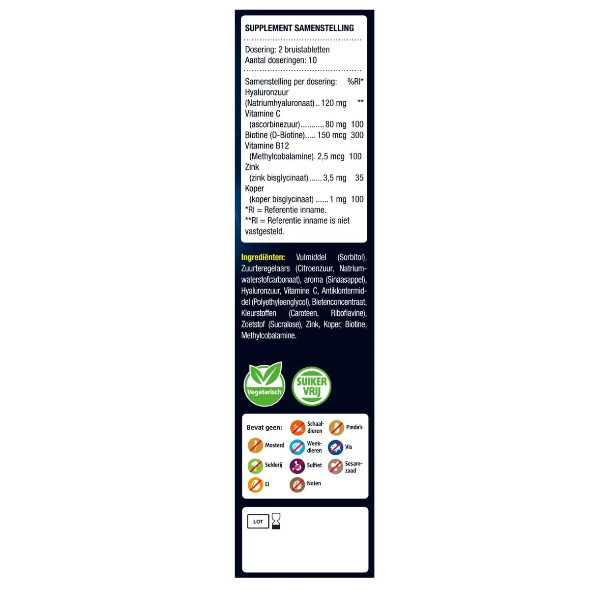 Hyaluronzuur 120 mg Bruistabletten