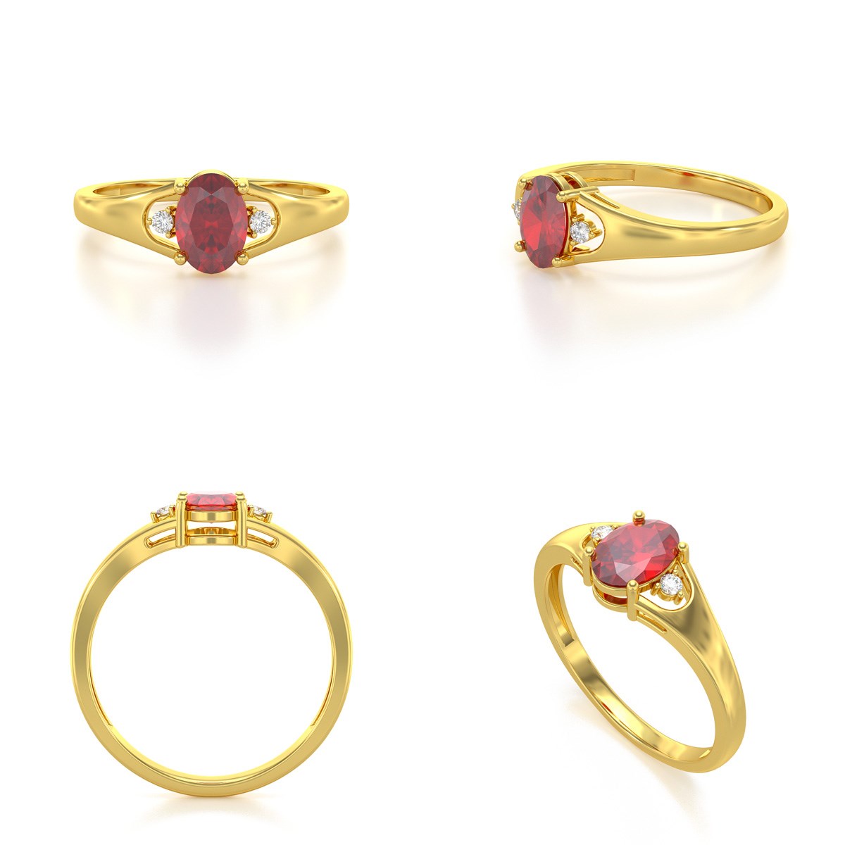 Bague ADEN Or 585 Jaune Rubis et diamants 1.382grs