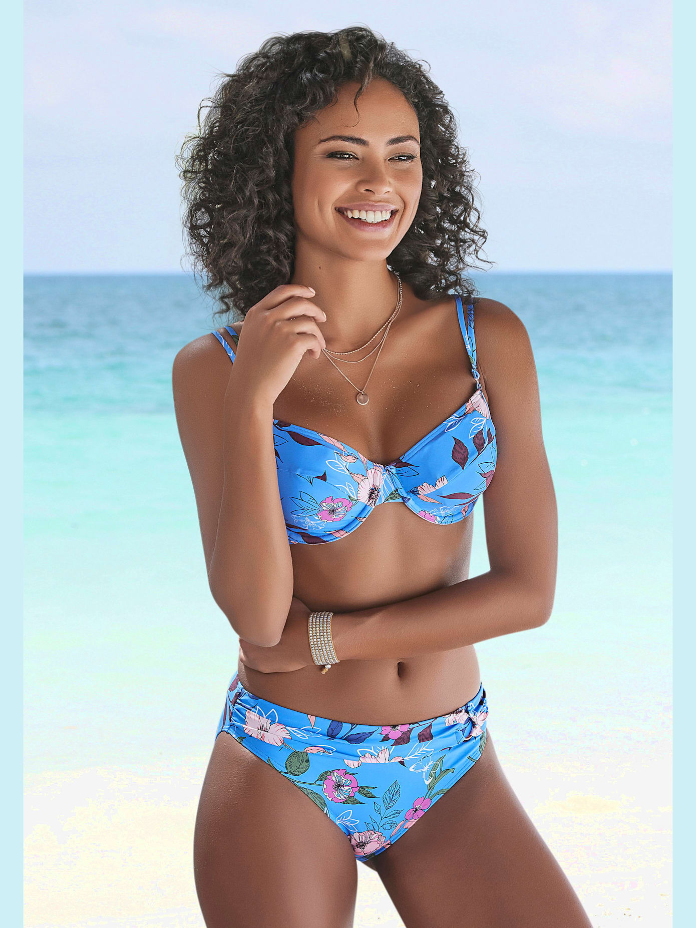 Haut de maillot de bain à armatures imprimé floral moderne