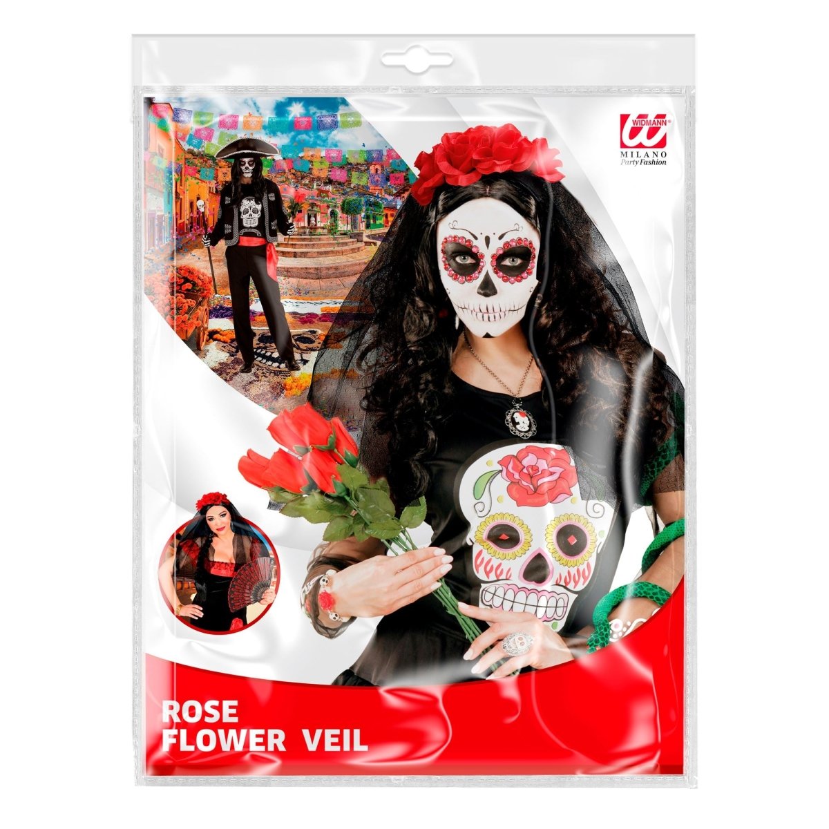 Dia De Los Muertos Haarband Sluier Met Rozen