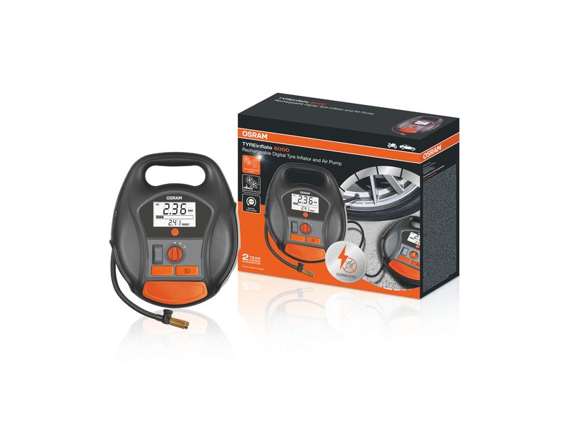 OSRAM Luftkompressor TYREinflate 6000, 5.5 bar Kompakte wiederaufladbare Reifenpumpe