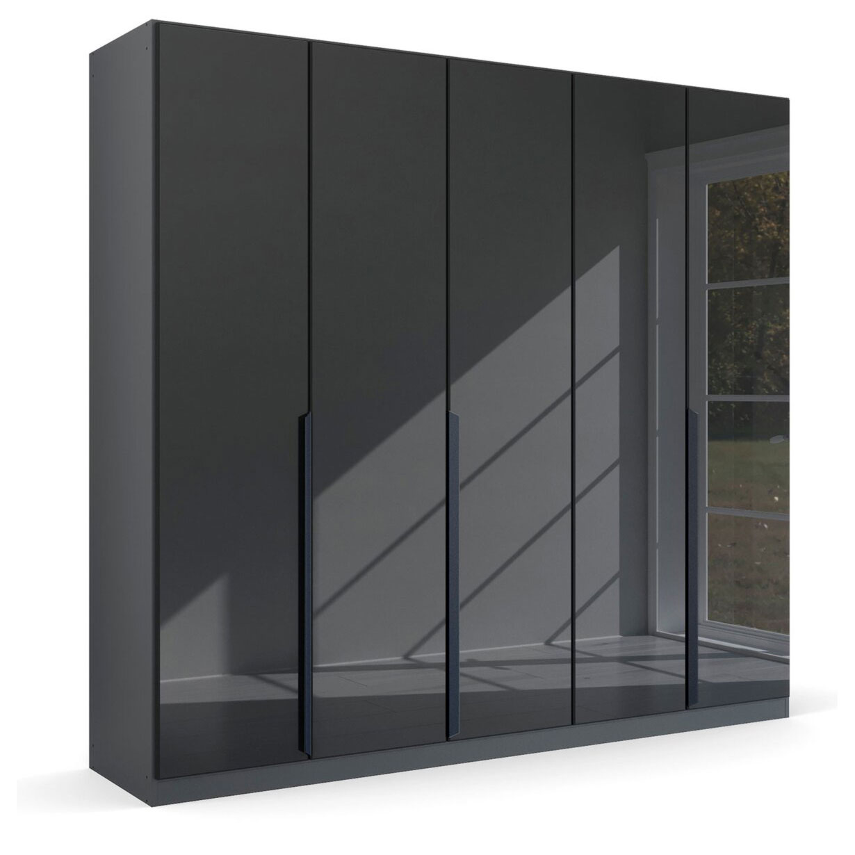 Drehtürenschrank - graumetallic - Glas - 5 Türen - 226 cm