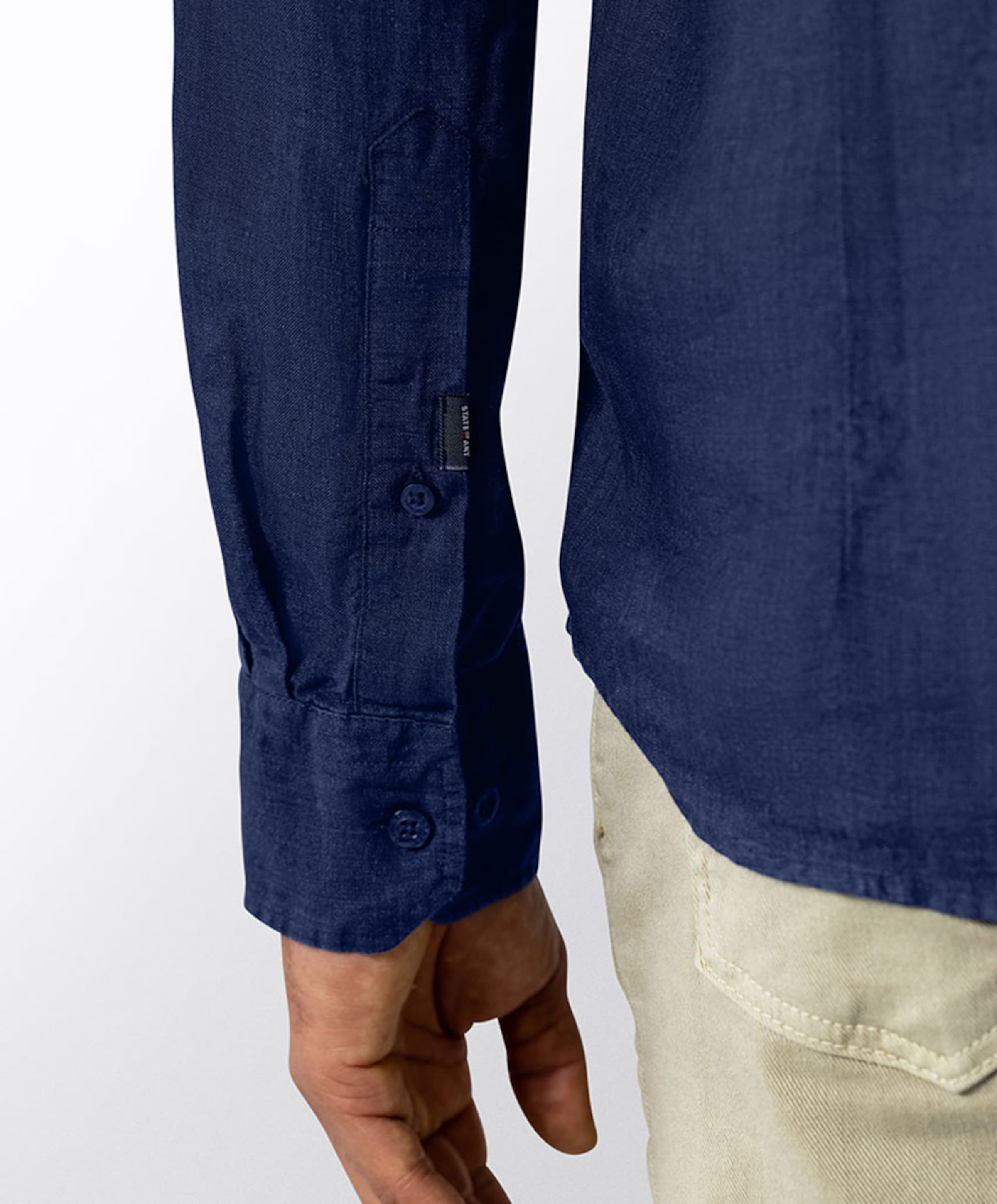 State of Art Heren overhemd lange mouw blauw
