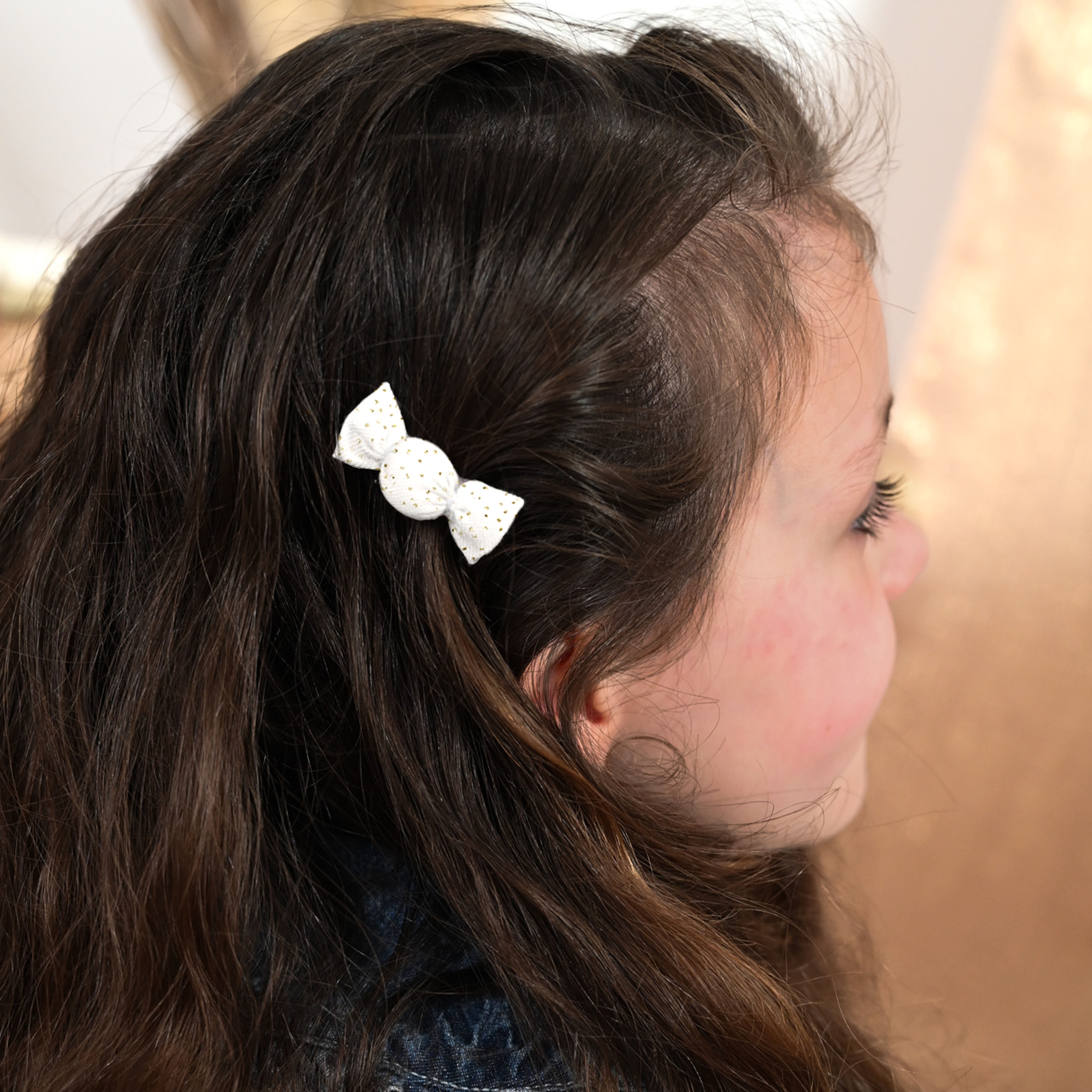 Petite Barrette Mini Bonbon Blanc Pailleté
