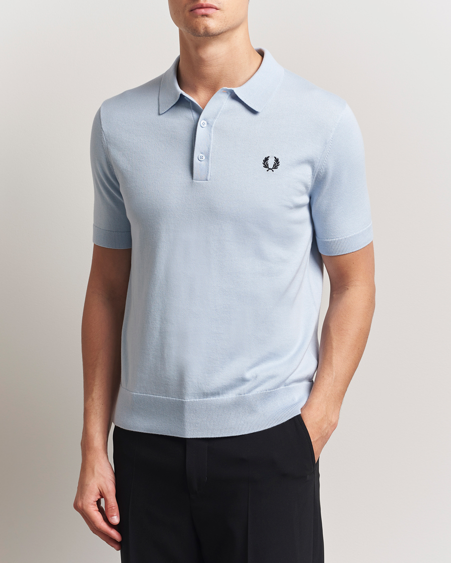 Fred Perry Cotton Knitted Polo Light Smoke