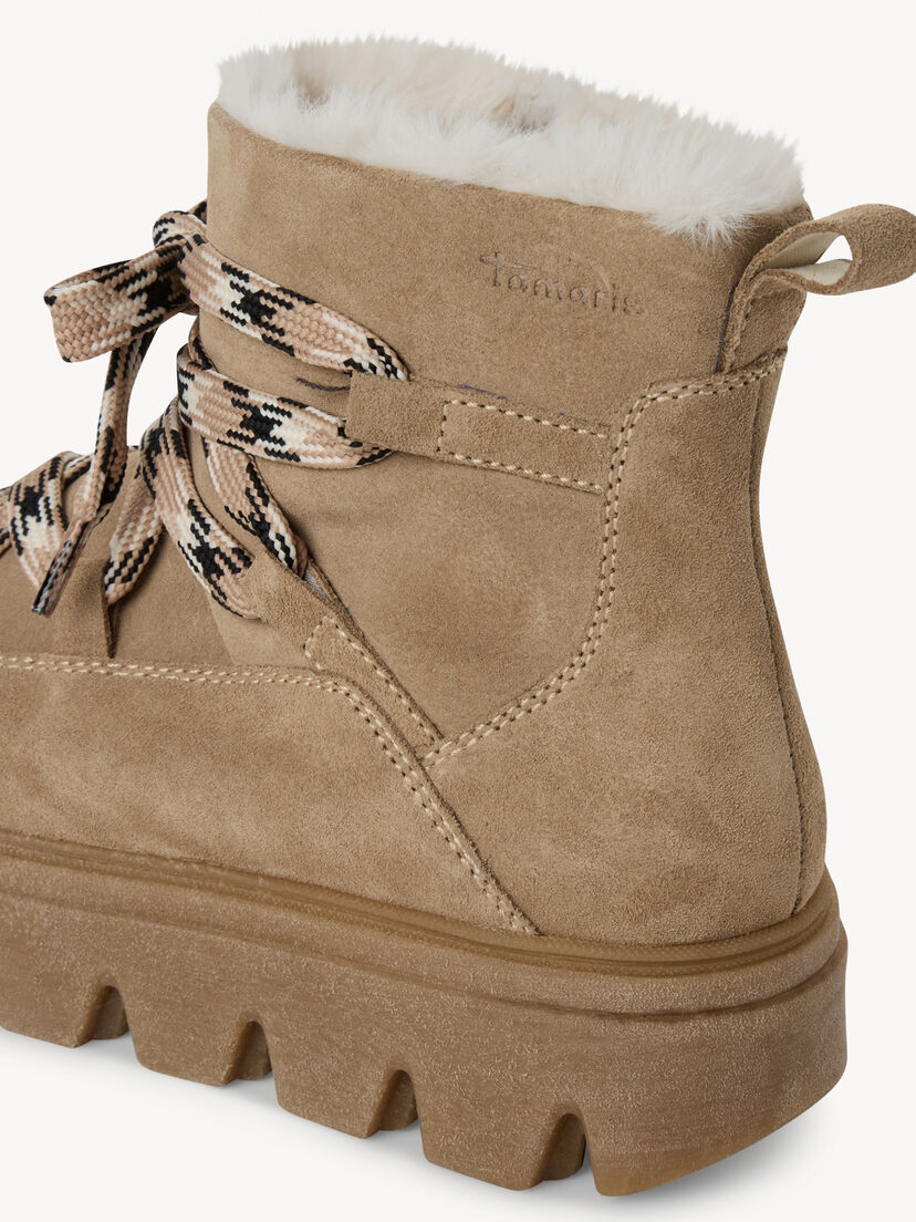Leren Enkellaarsje - beige warme voering