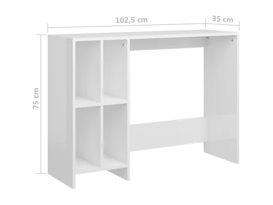 Bureau d'ordinateur portable blanc brillant bois d'ingénierie
