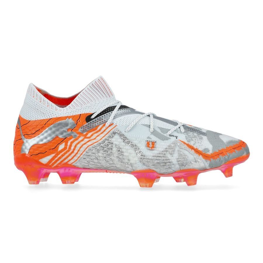 PUMA X Unisport Future 7 Ultimate FG/AG Conquer your Mountain - Blanc/Orange/Argenté ÉDITION LIMITÉE