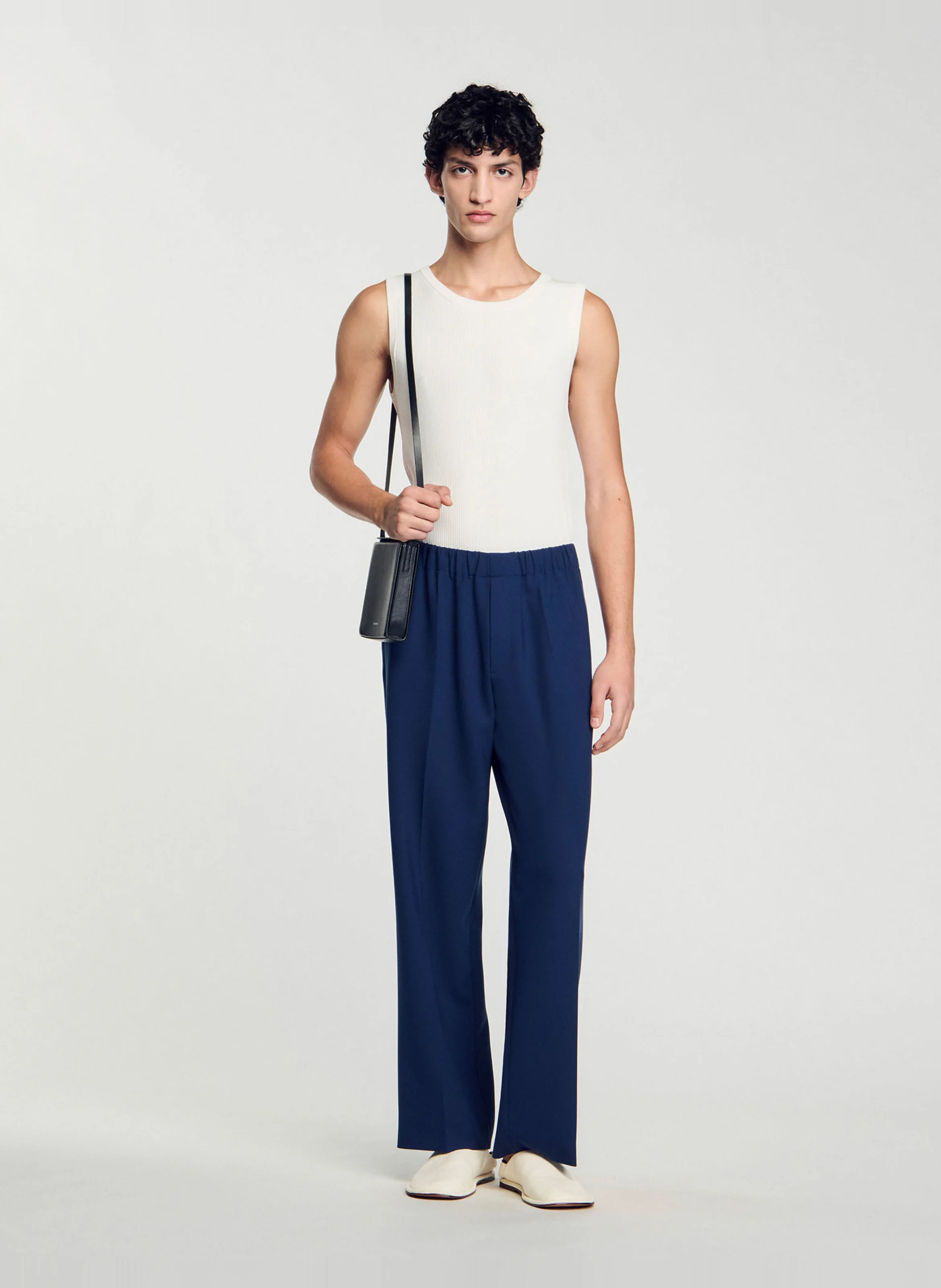 Pantalon large en jersey | Bleu