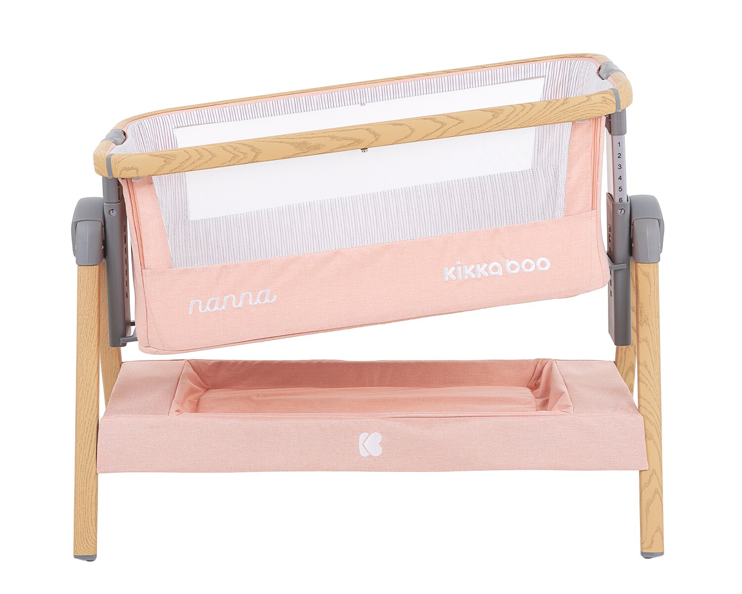 Kikkaboo Beistellbett Nanna Matratze höhenverstellbar Moskitonetz Räder Korb pink
