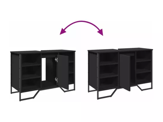 Armoire lavabo de salle de bain noir 91x35x60 cm