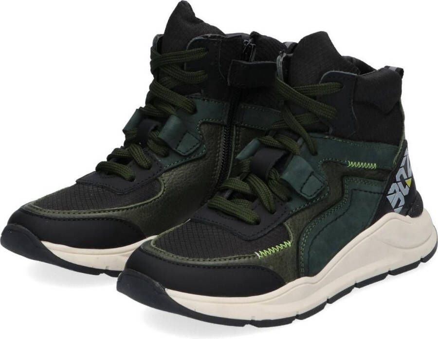 Braqeez 421982-568 Hoge Sneakers Groen Leer Veters