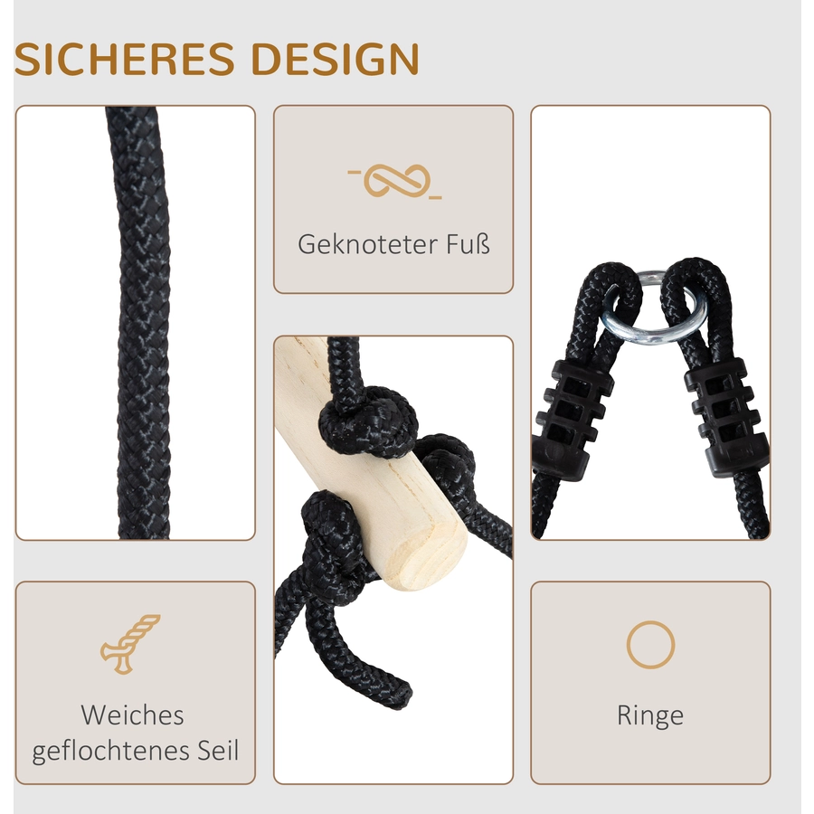 Outsunny Kinder-Kletterleiter mit Holzsproßen natur