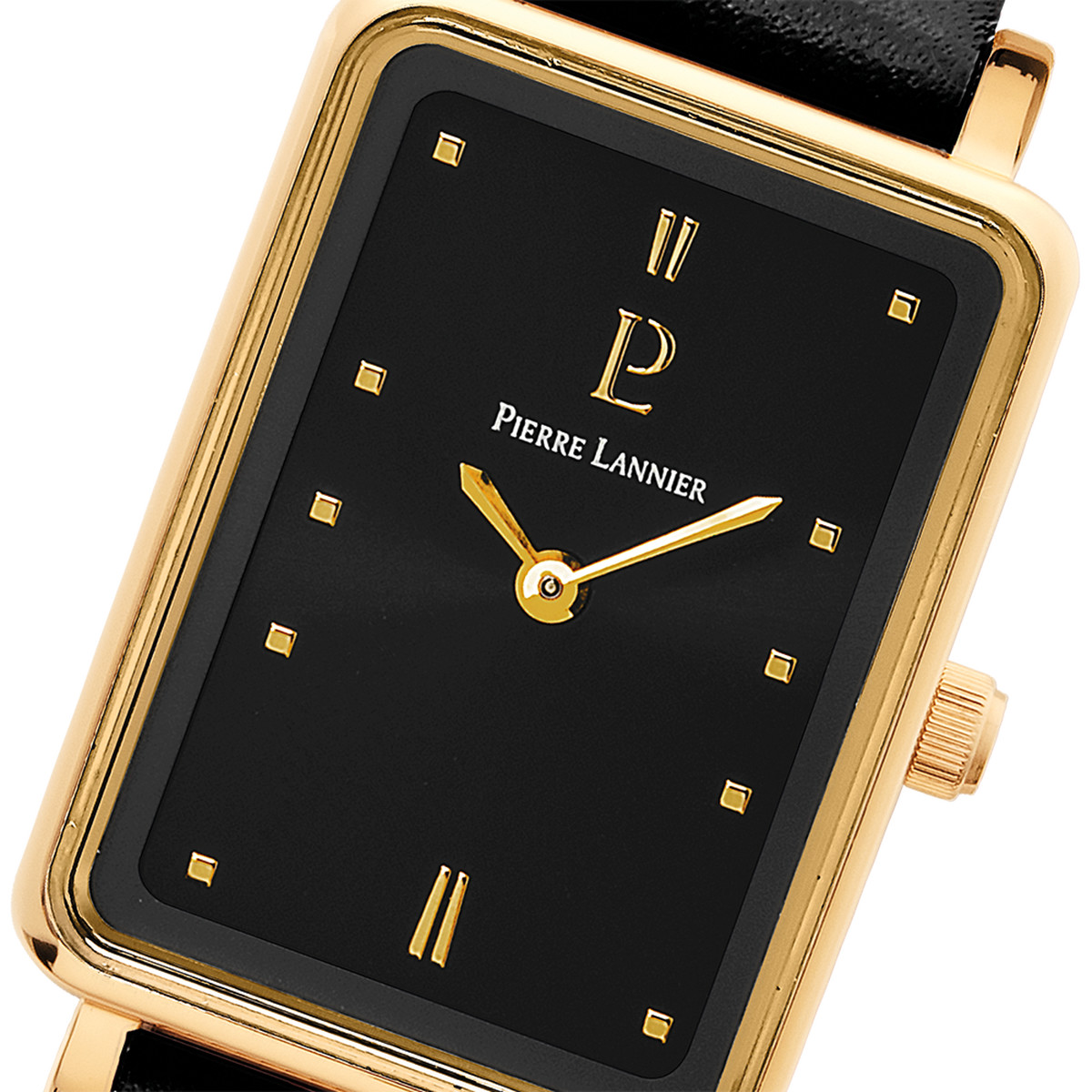 Montre PIERRE LANNIER Ariane acier doré femme bracelet cuir noir