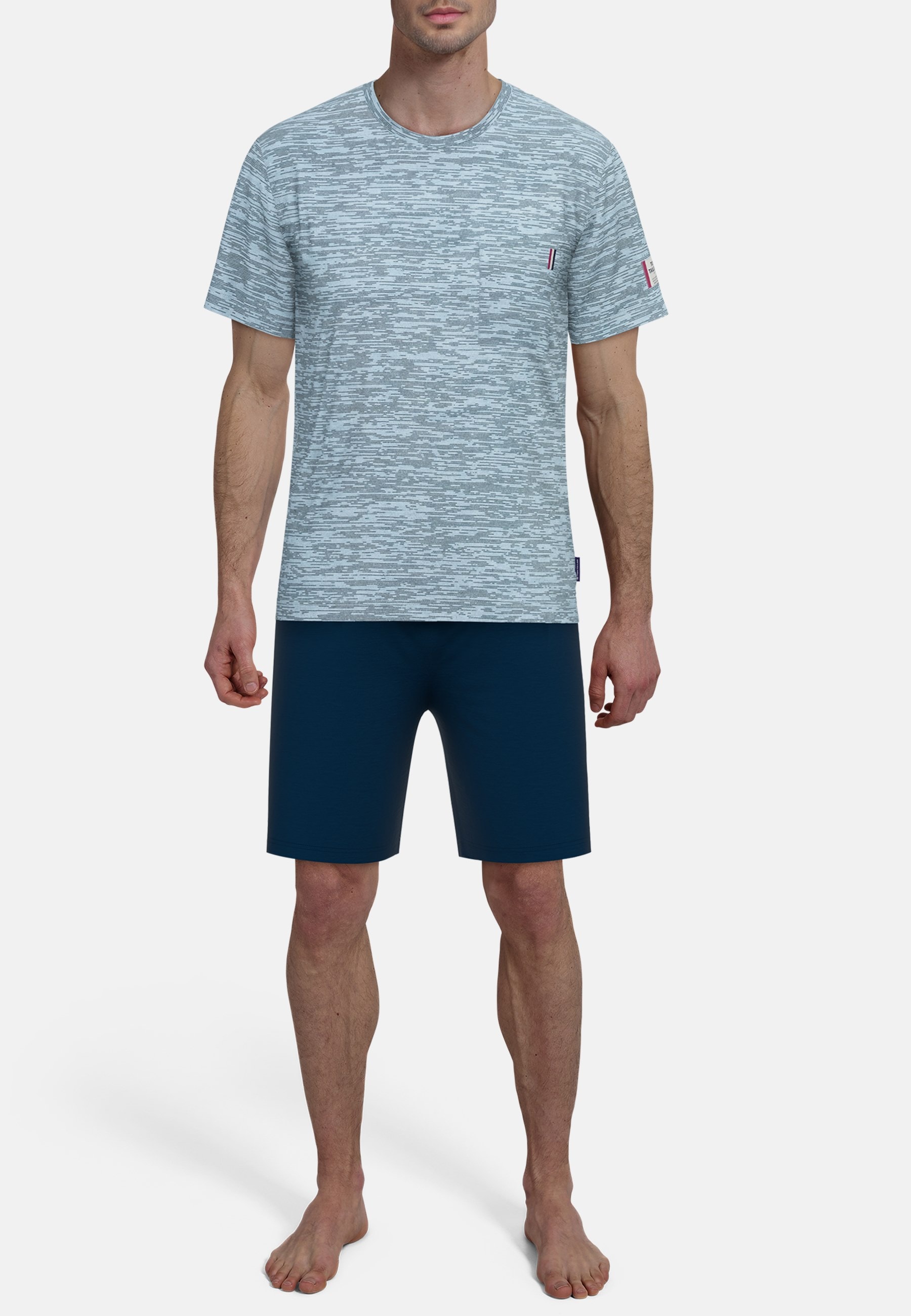 TOM TAILOR Shorty »Kilkenny«, 2 Stk. Mit Muster, Kurzarm, Rundhalsausschnitt, kurze Hose, Baumwollmix