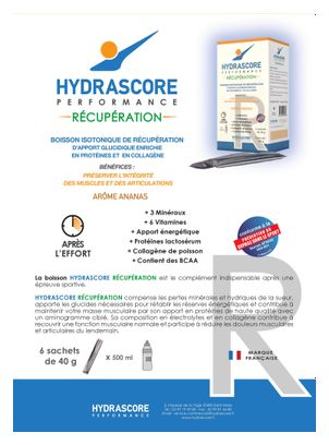 Boisson de récupération après l’effort Hydrascore Récupération Ananas 6 x 40g