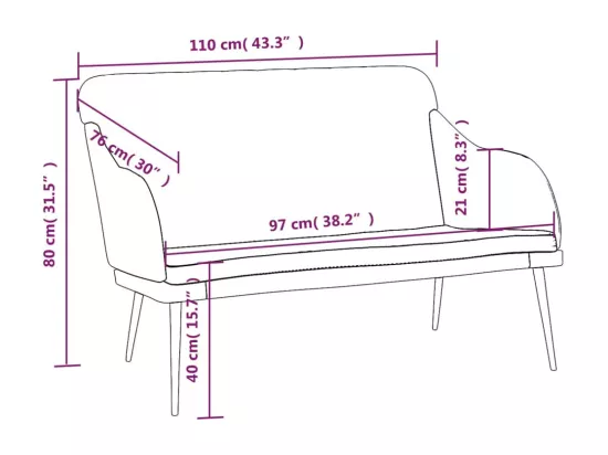 Banc Noir 110x76x80 cm Velours