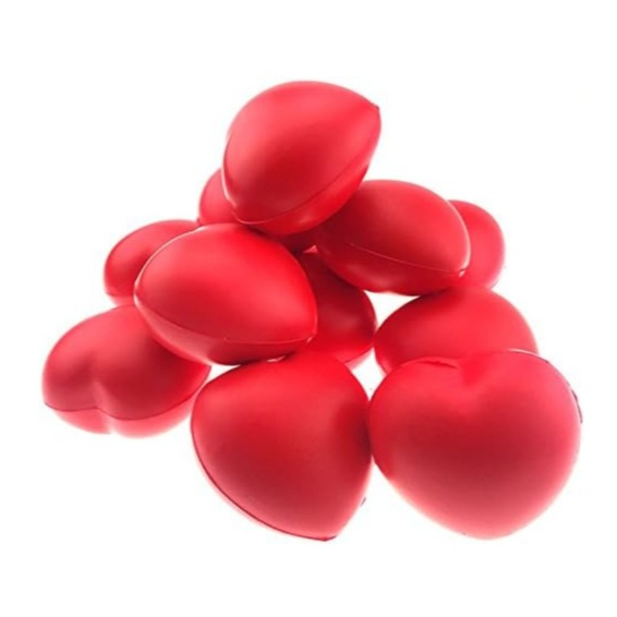 (12er Set) 65x70mm Anti Stress Knautsch Herz Squeeze Spielzeug Heart Squishy - Rot
