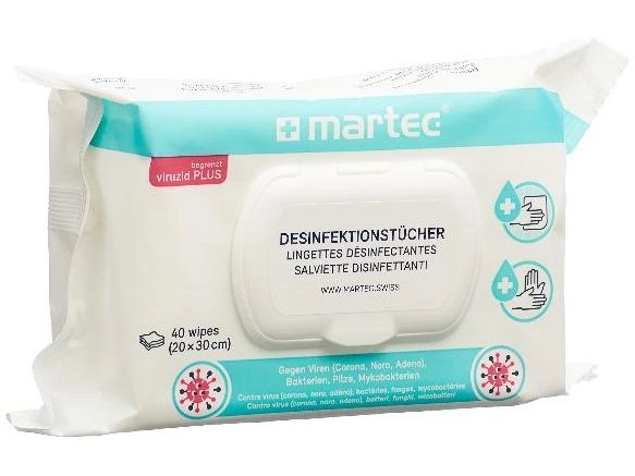 Martec Desinfektionstücher für die Hände mit Aloe Vera 40 S Hygienische Hände- & Flächen-Desinfektionstücher mit 70% Ethanol