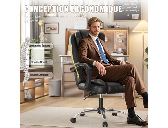 RATTANTREE - Fauteuil de bureau inclinable noir