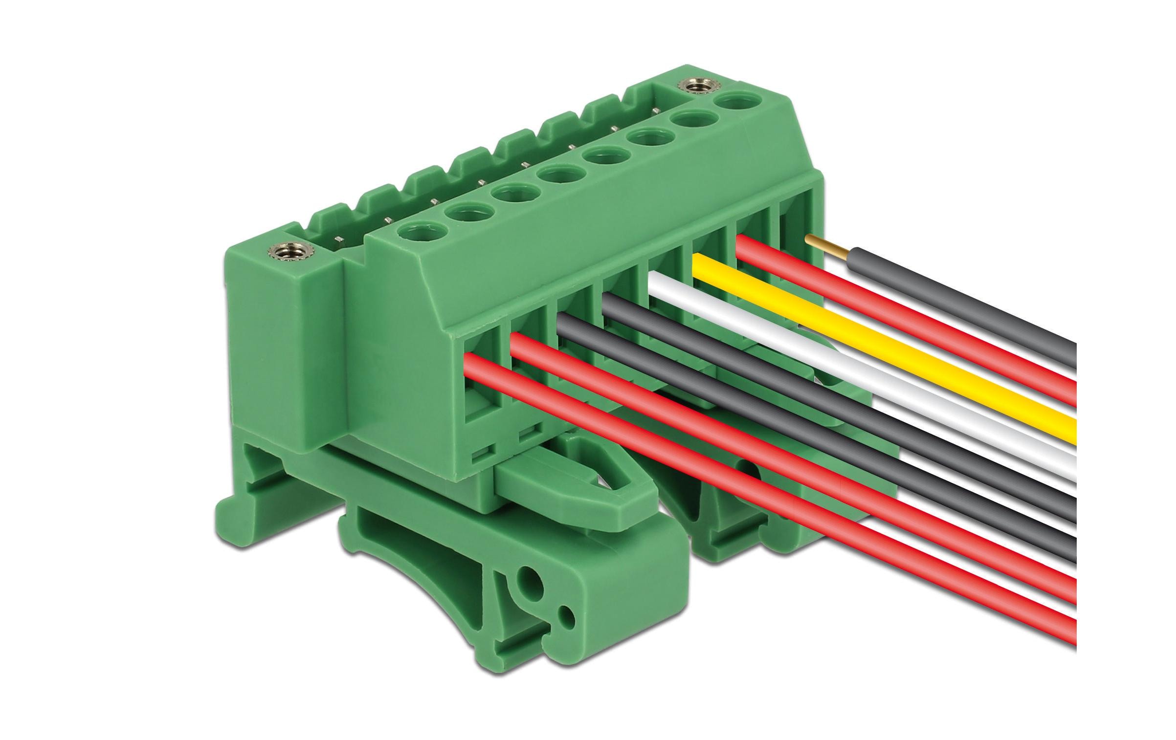 Hutschiene/DIN Rail Terminalblock 8PinDelock Terminalblock Set für Hutschienen 8 Pin mit Schraubverriegelung