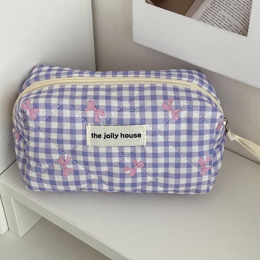 ZenlyHabit - Make-uptas / clutch / etui van geruite stof met strik