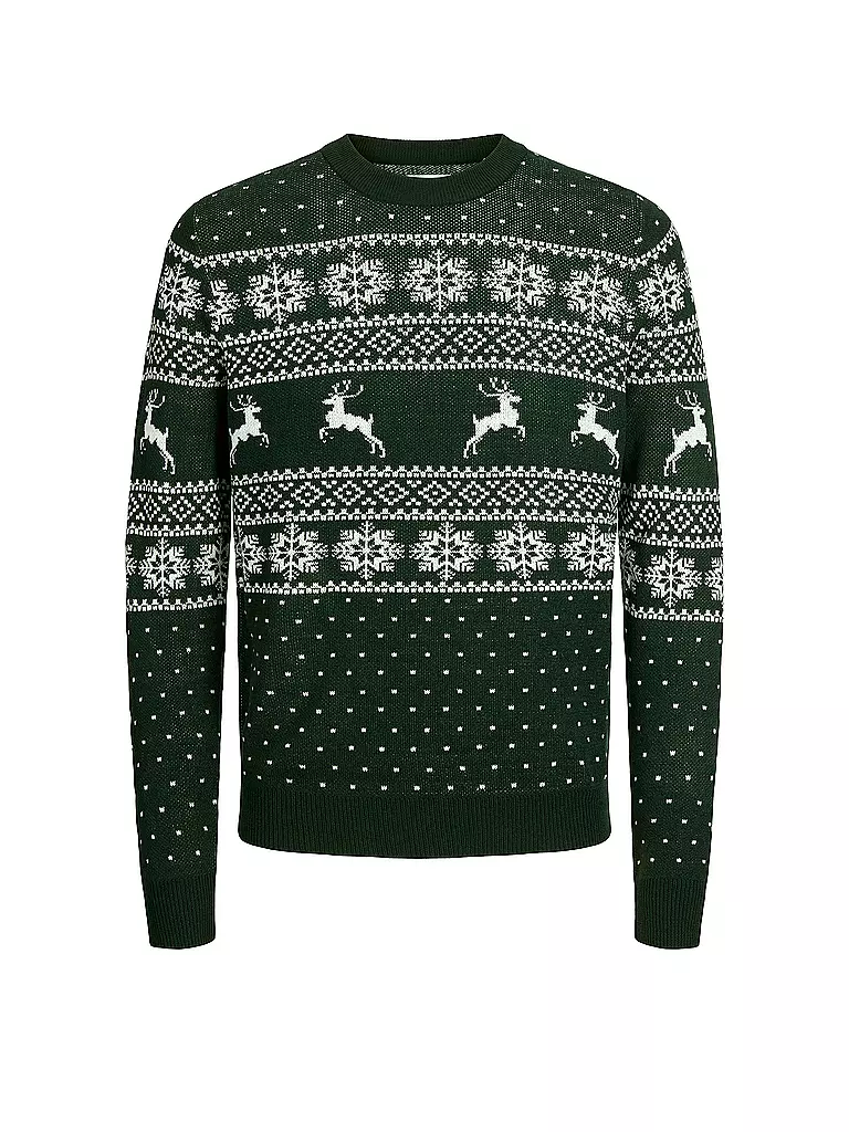 JACK & JONES Pullover JJXMAS GABRIEL dunkelgrün