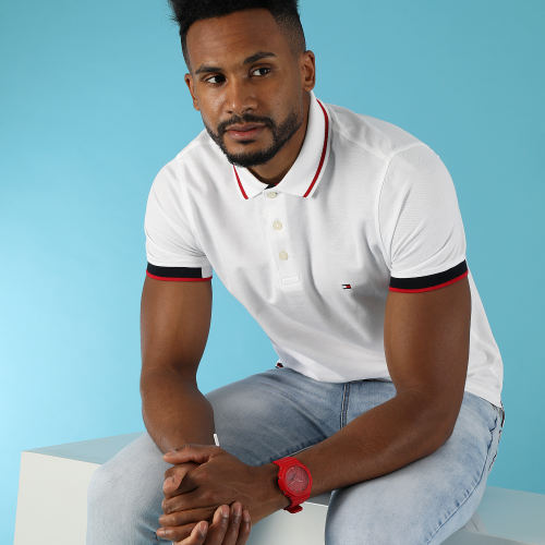 Polo Manches Courtes RWB Placket Detail 9075 Blanc