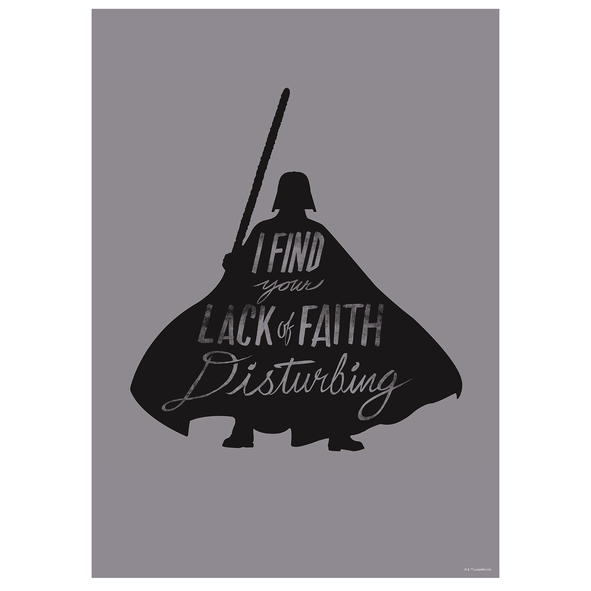 Wandbild STAR WARS SILHOUETTE QUOTES - grau-schwarz - 50x70 cm