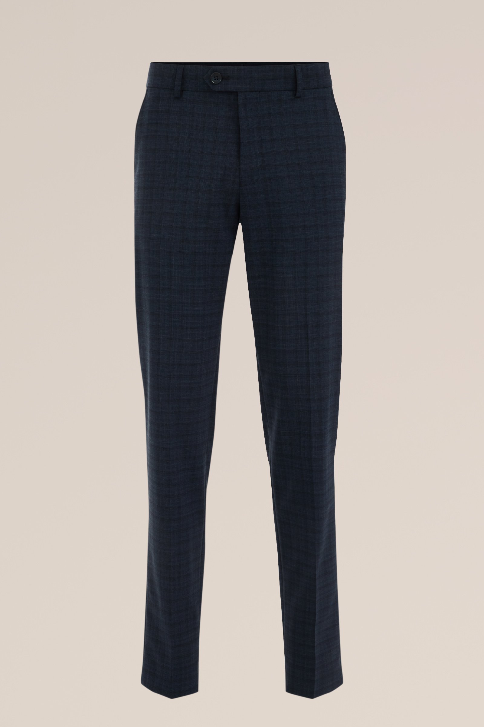 premium slim fit pantalon met ruitdessin WE Fashion Donkerblauw