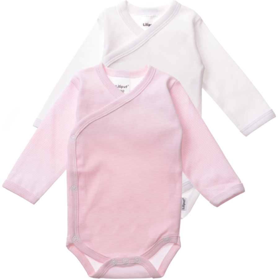Liliput 2er Pack Wickelbodys weiß rosa-gestreift