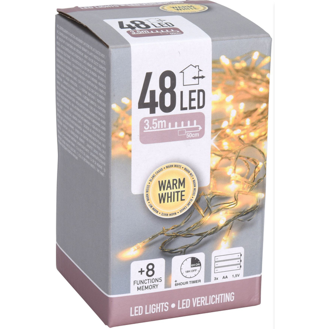 48er LED-Lichterkette - ca. 3,50 m - warmweiß