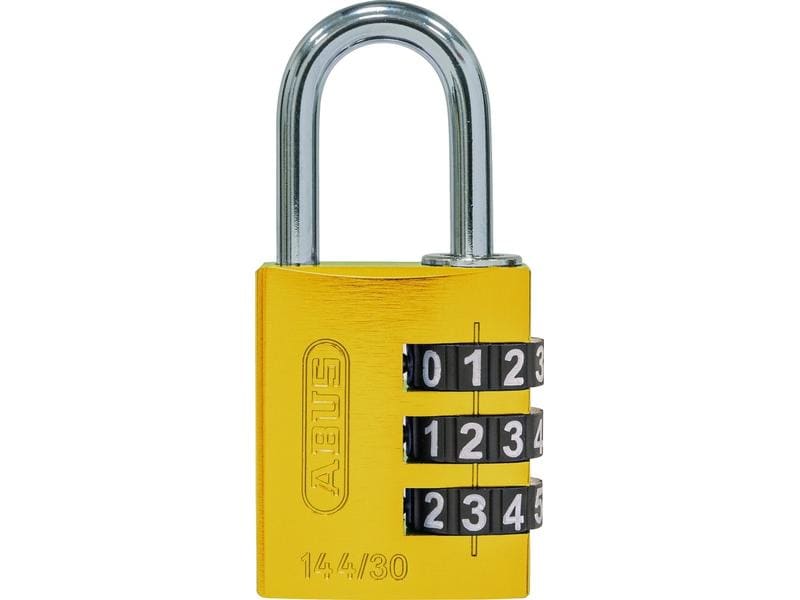 Abus Zahlenschloss 144/30 B/DFNLI Gelb Aluminium Vorhangschloss mit einstellbarem Zahlencode