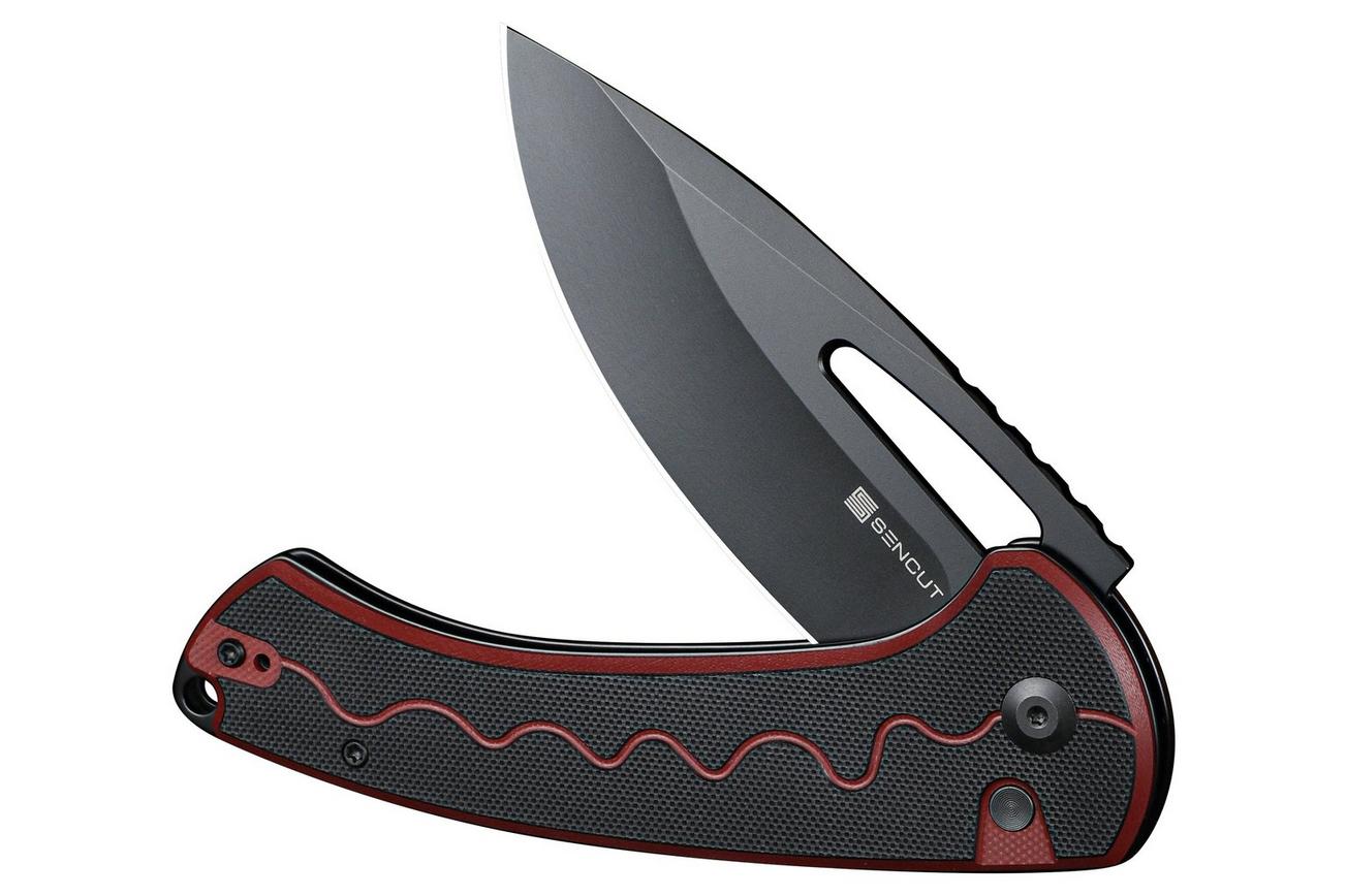 SENCUT Squiggy S24082A-3 Black Coating, Black/Burgundy G10, zakmes