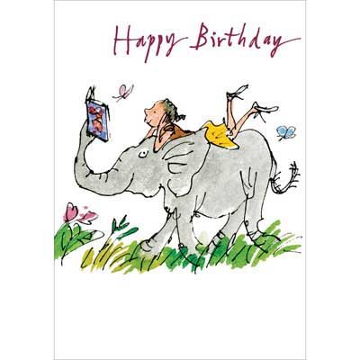 Elephant and Girl Birthday Card
