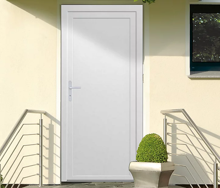 Porte de service pleine PVC 80 x h.205 cm poussant droit