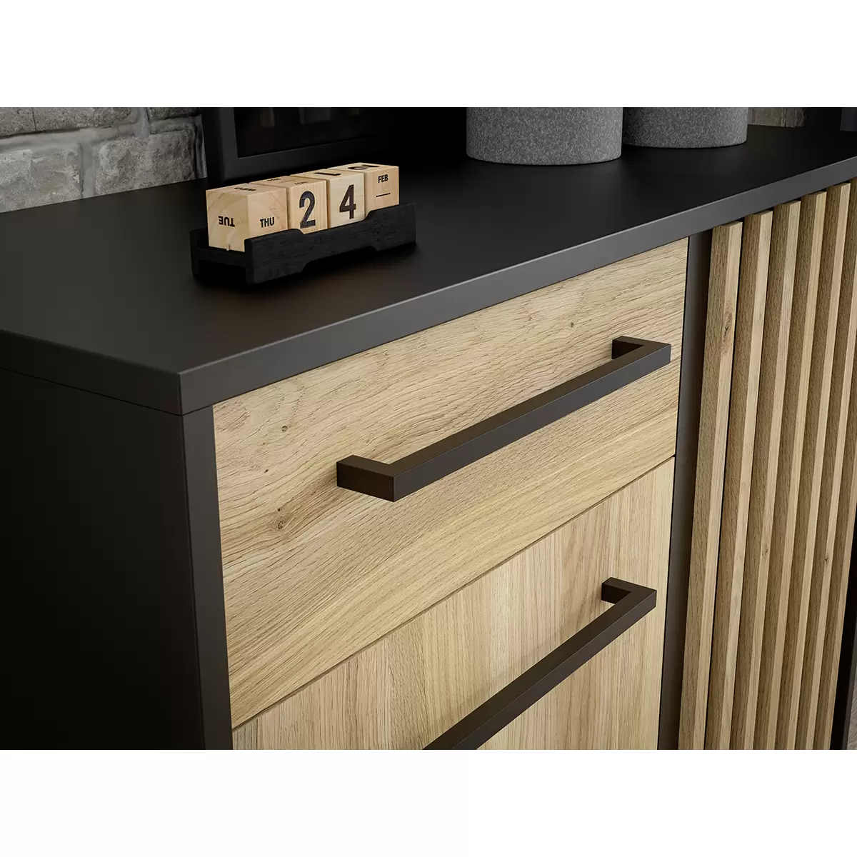 Sideboard Louisville Eiche,schwarz
