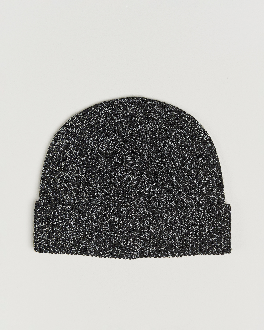 Stone Island Reflective Cotton Knit Beanie Black Melange