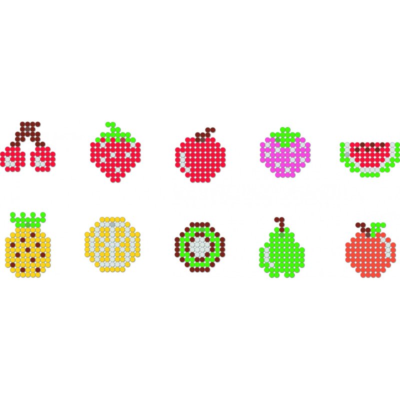 Pack aqua sodertex perles aqua'fruits + 10 mod les - 3  x 3 mm - 1500 pcs - 7 coloris assortis