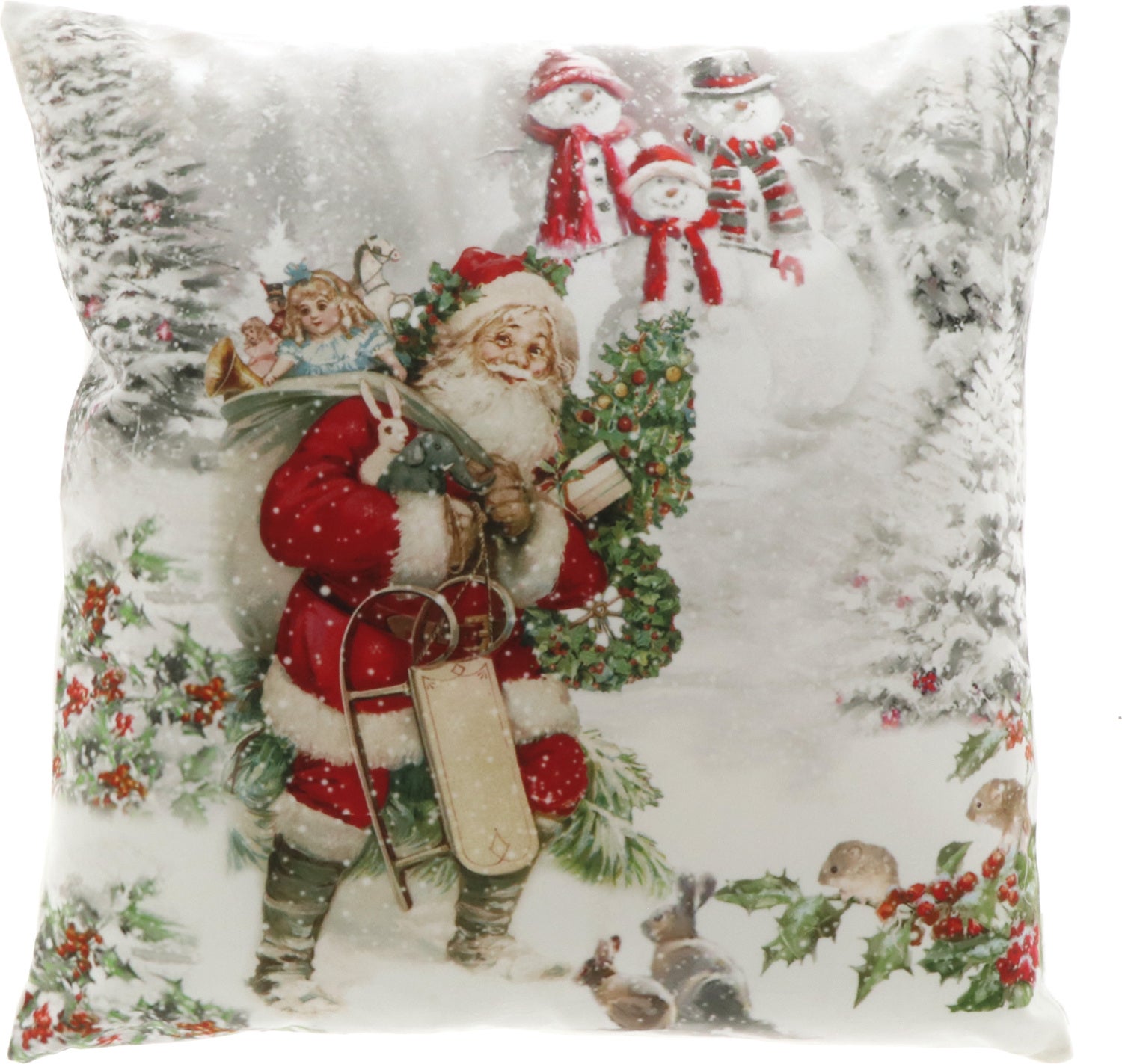 Unique Living kerstkussen Filip wit / rood 45 x 45 x 10 cm