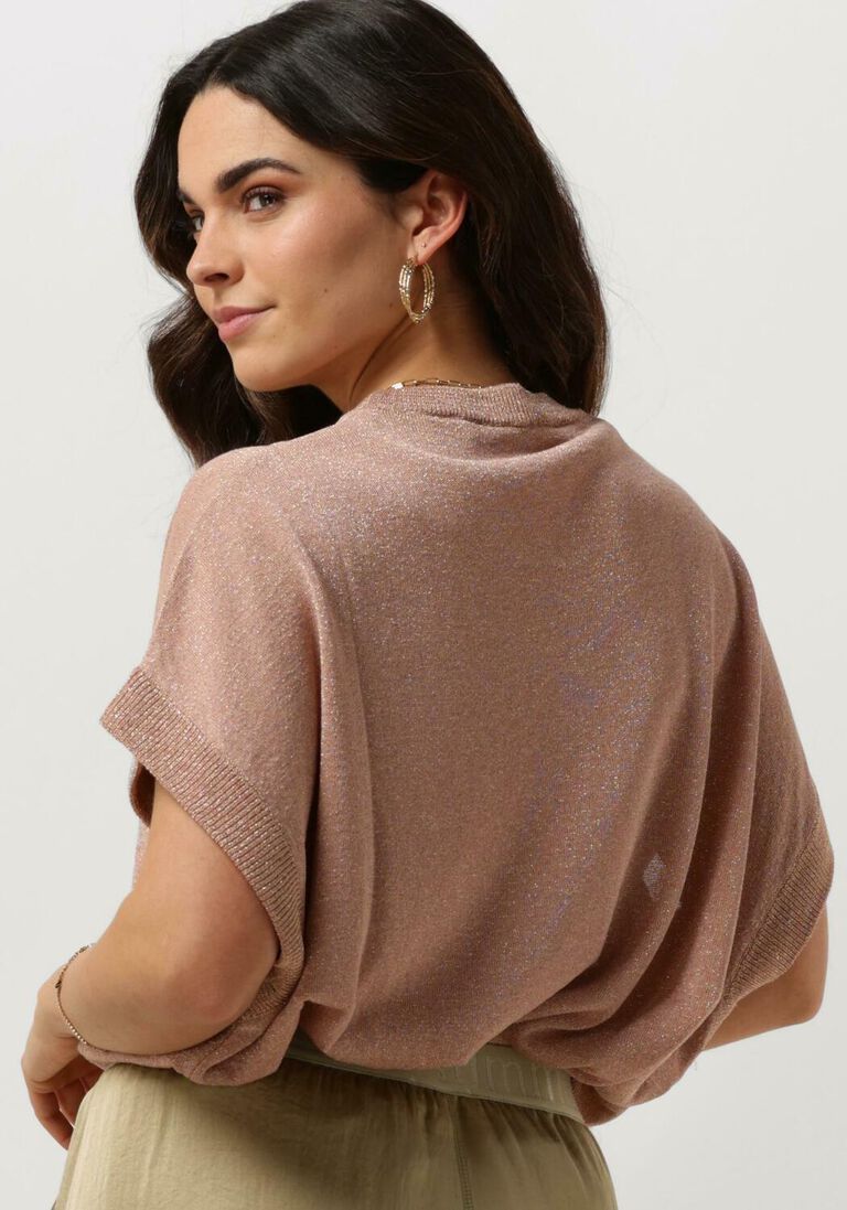 SUMMUM roze summum top oversized sleeveless sweater shimmering lurex knit
