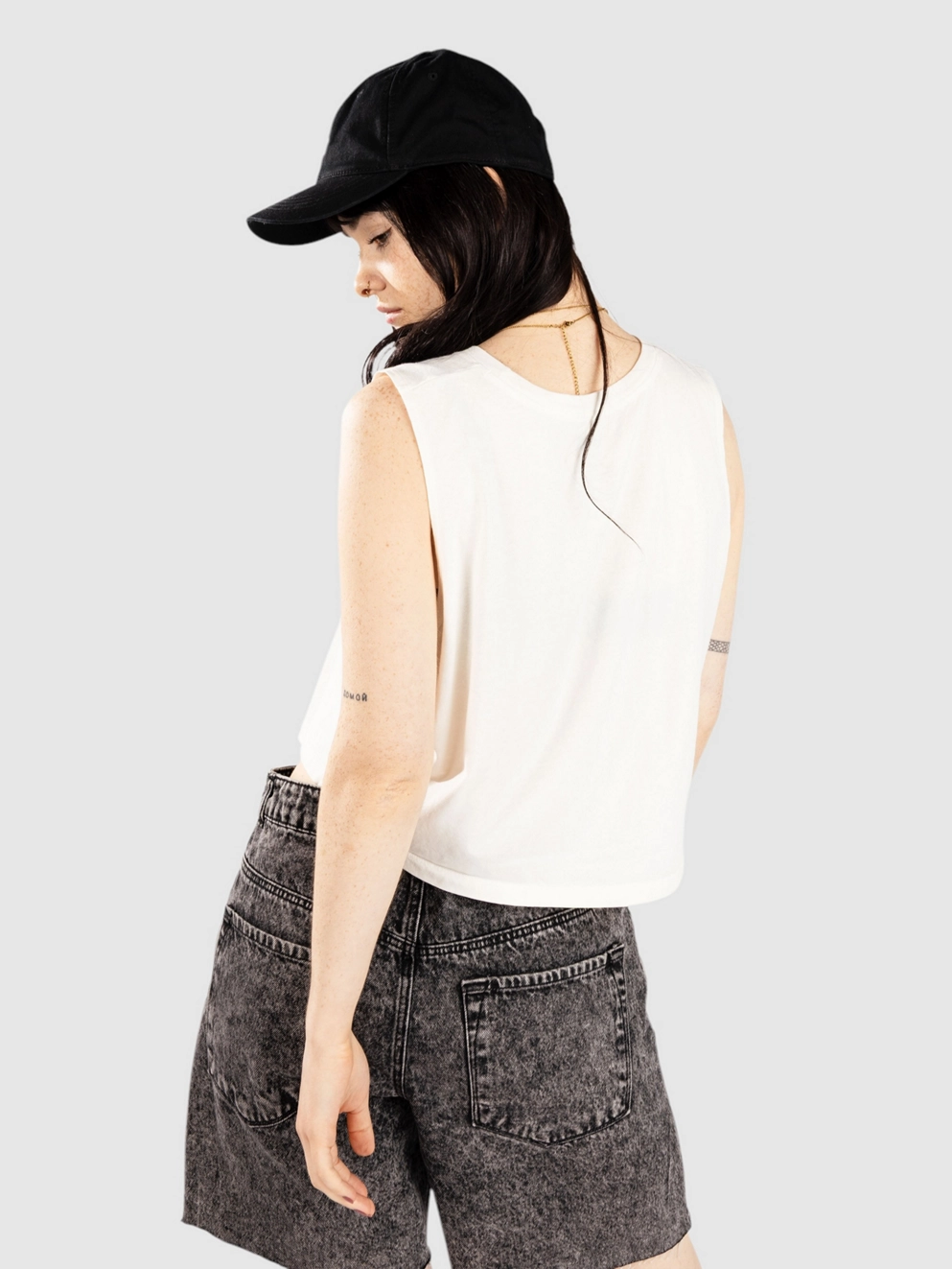 Salty Crew Queen Palm Cropped Tank Top off white