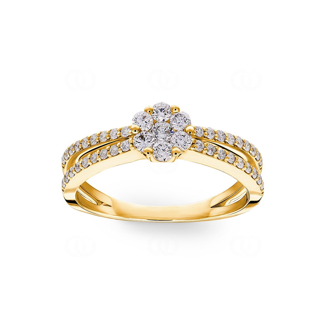 Verlobungsring 750/18 K Gelbgold mit Diamanten 0.44 ct H/si